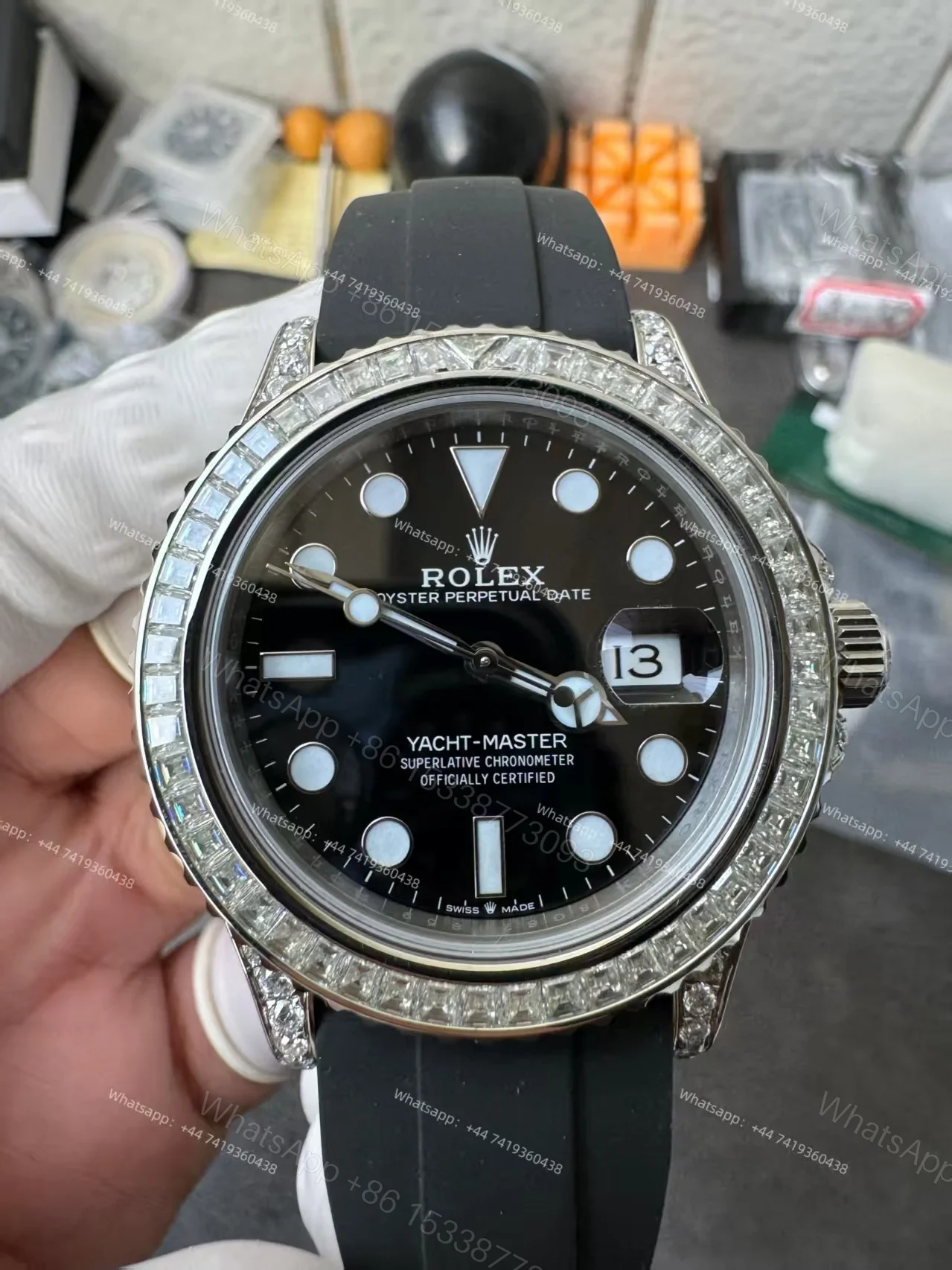 View 22 of Rolex Yacht-Master 226679TBR 1:1 Replica 42MM Moissanite Diamond Lugs and Dial 3235 Movement Super Clone Watch