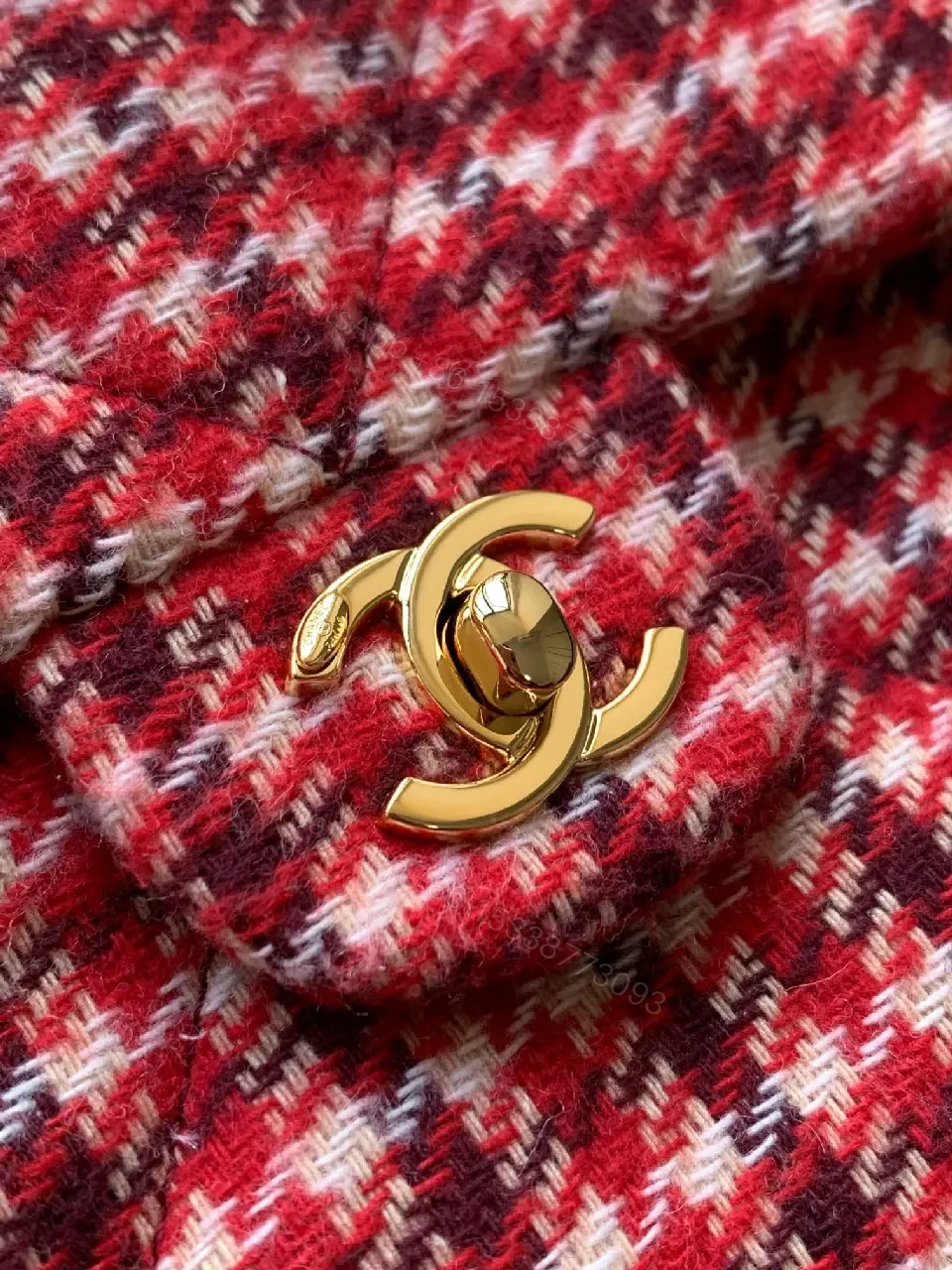 View 7 of Chic Tweed Backpack with Gold Hardware