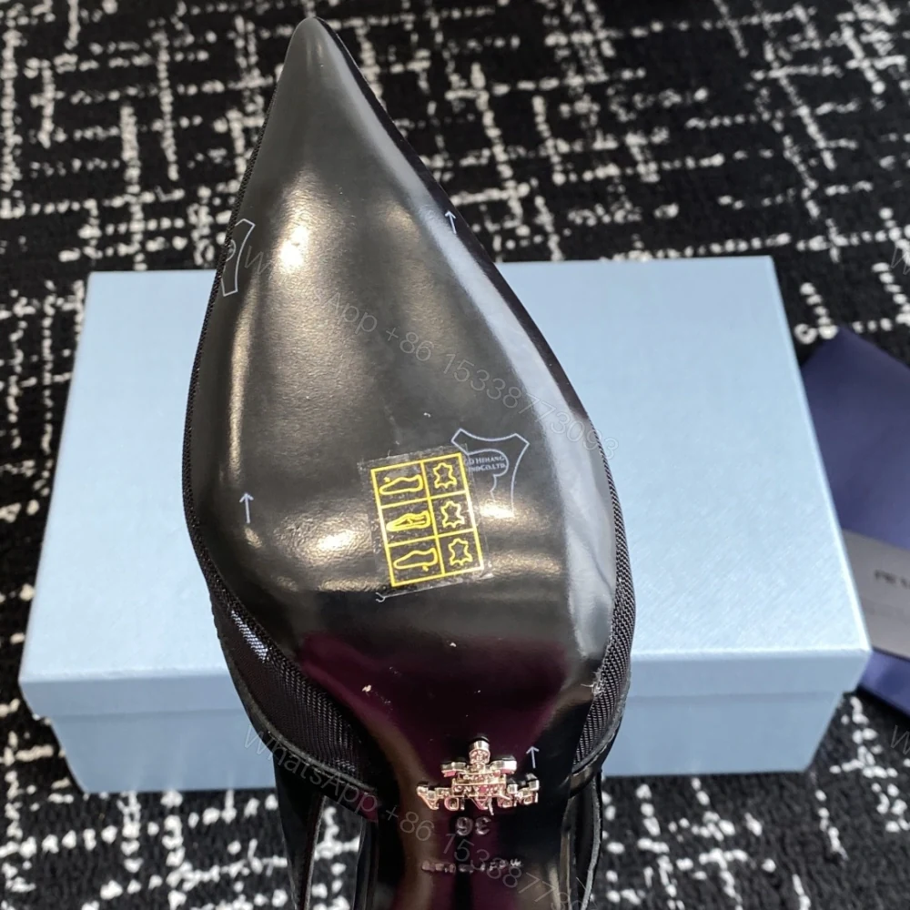 View 9 of 高仿Prada*1I891N尖頭露跟高踭鞋7.5CM黑色免檢版