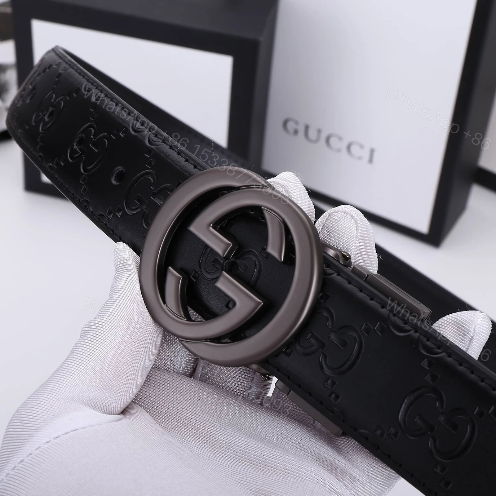 View 5 of GUCCI GG MARMONT REVERSIBLE BELT BLACK MAXI 774153 AABZA 1000