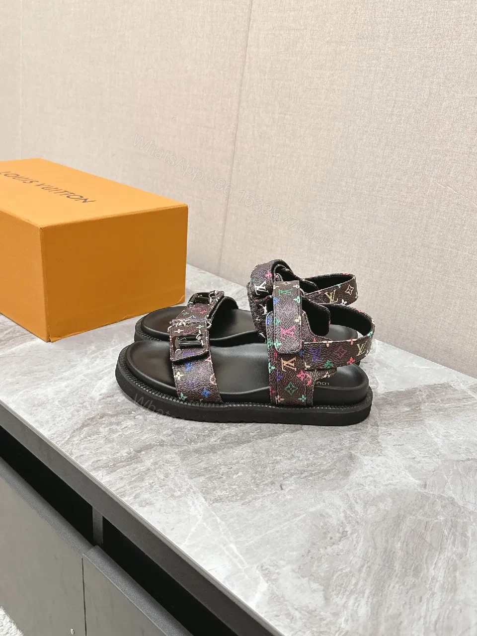 View 8 of Colorful LV Monogram Sandals - Bold, Comfortable, Durable