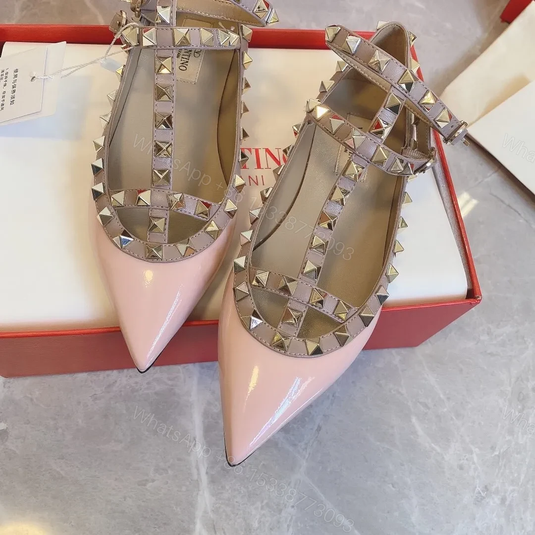 View 6 of Valentino Women Pink Patent Leather Studded Flats