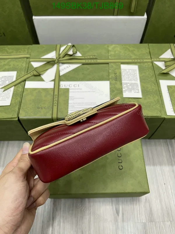 View 13 of Gucci Blue and Red GG Marmont Mini Leather Shoulder Bag featuring Textured Torchon Double G AS474