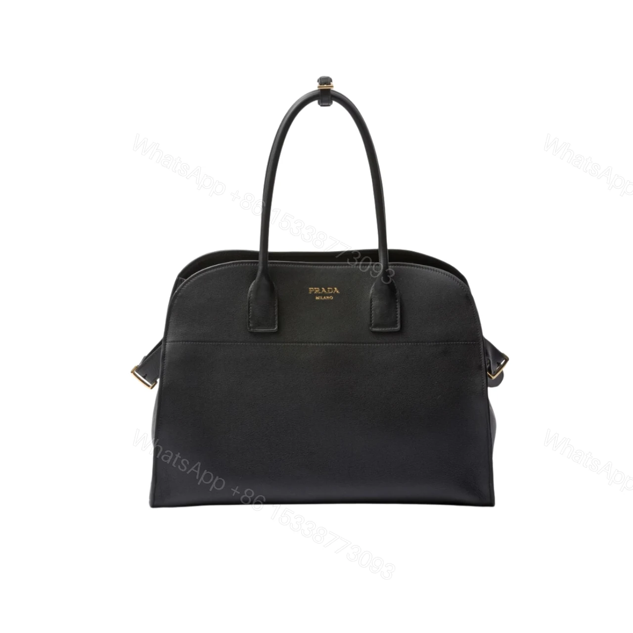 PRADA LARGE TOTE BAG WITH BUCKLES BLACK 32CM — view 1