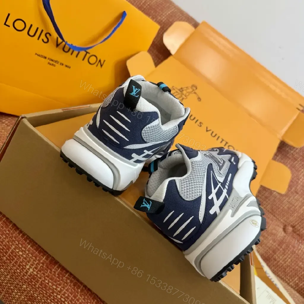 View 7 of Navy Mesh Tech Athletic Sneakers with Louis Vuitton Styling