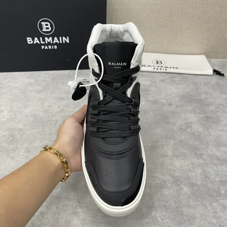 View 5 of Monochrome Balmain High-Tops: Luxury Comfort Sneakers