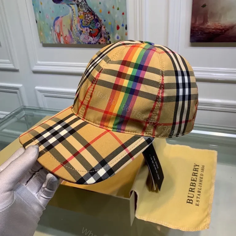 View 6 of Signature Burberry Plaid Cap: Premium Cotton-Twill, Unisex Style