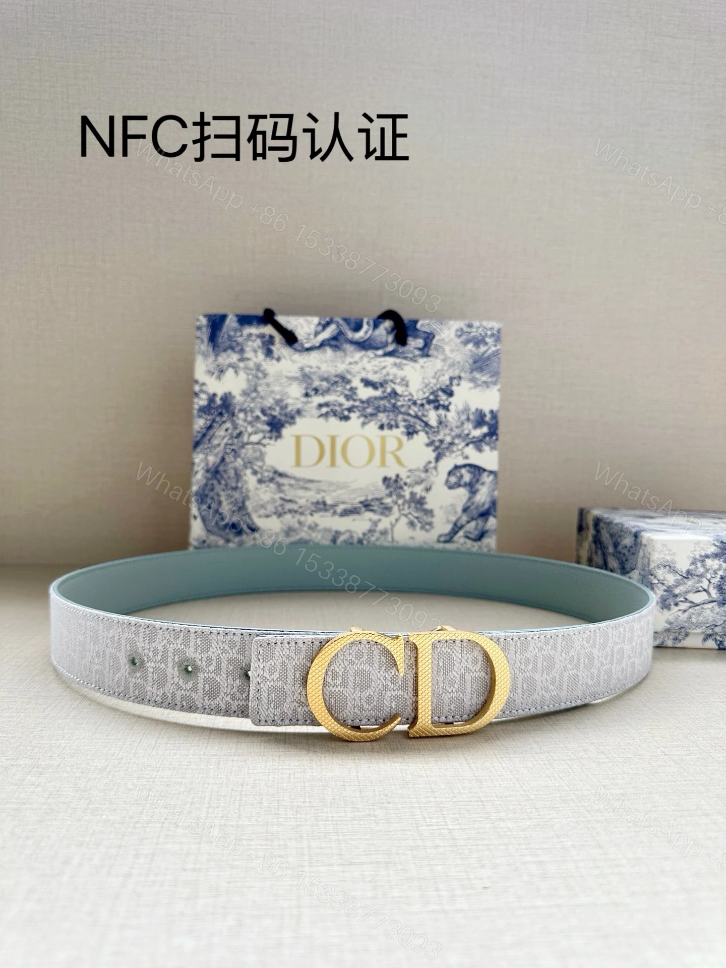 Dior一比一女士CD扣老花皮帶灰色優雅百搭氣質款輕奢通勤設計 — view 1