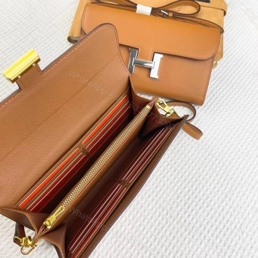 View 3 of Hermes Constance Wallet To Go Gold Epsom Silver Hardware 21Cm
