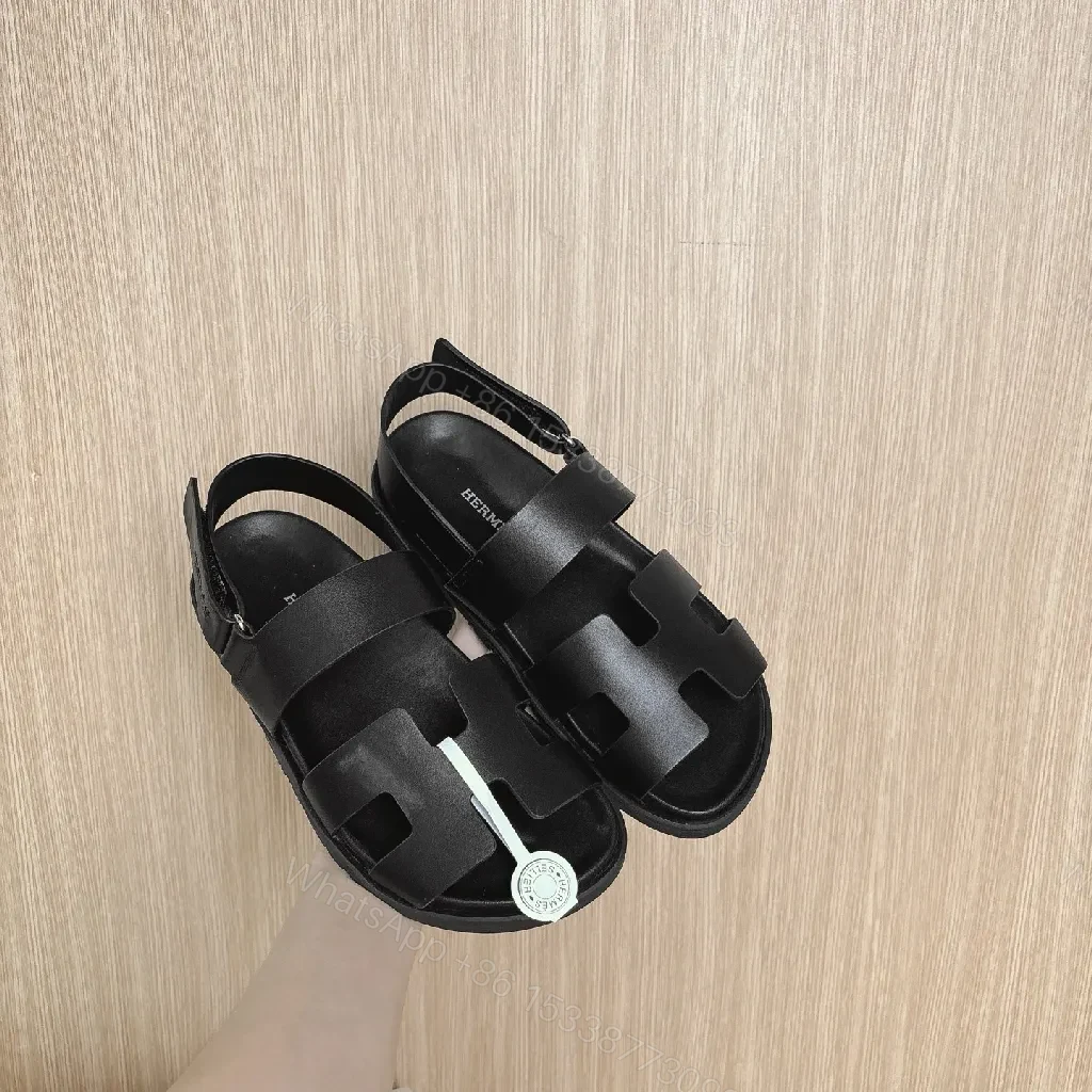 View 3 of Minimalist Black Leather Sandals with Geometric Straps - Luxury Style