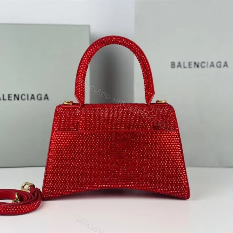 View 2 of 高仿Balenciaga*Hourglass系列沙漏包滿鑽紅色S