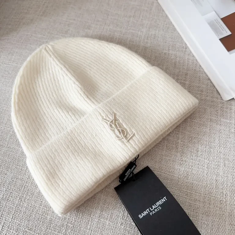 View 9 of Minimalist Knit Beanie â€” Ivory, Premium Knit Blend, Crest Logo, Everyday Luxury