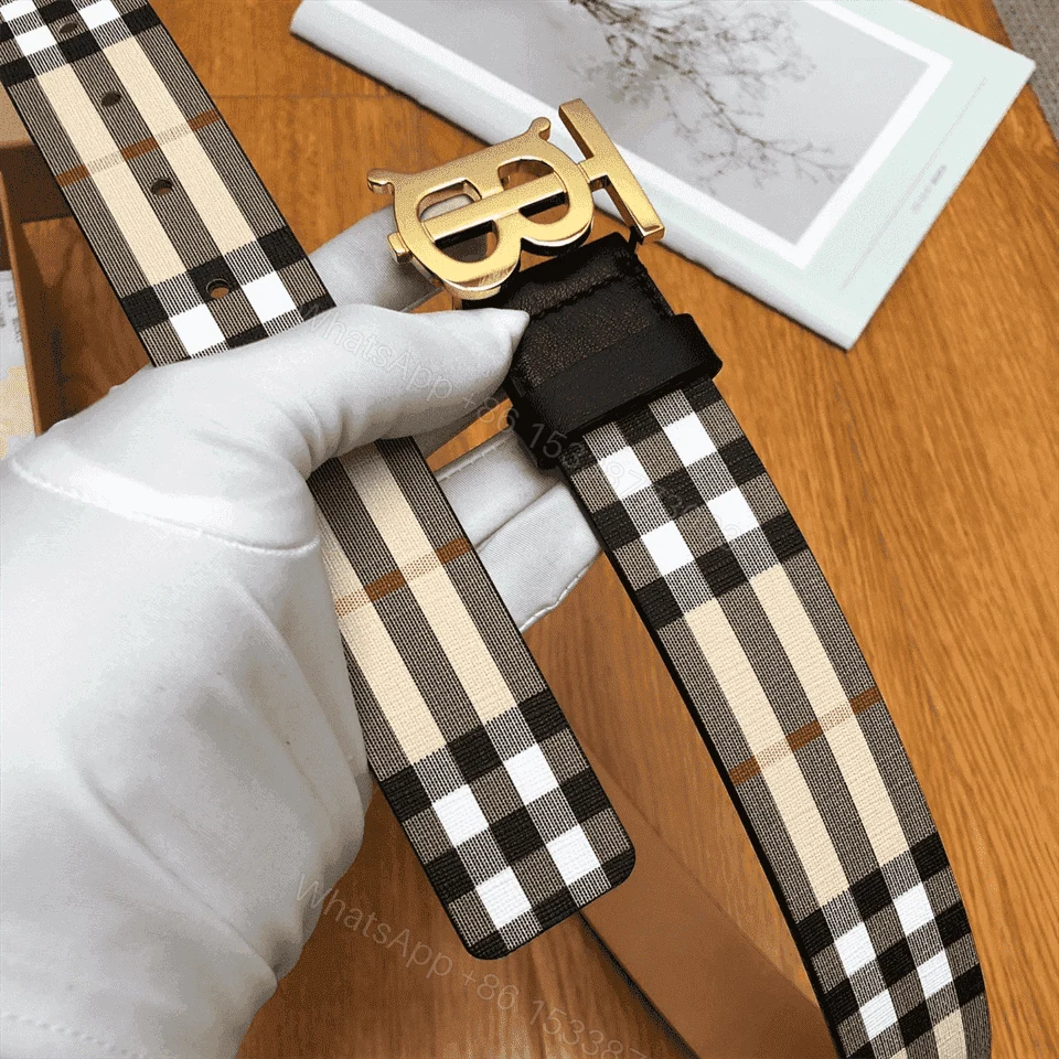 View 5 of BURBERRY REVERSIBLE MONOGRAM MOTIF VINTAGE CHECK BELT IN ARCHIVE BEIGE – B27