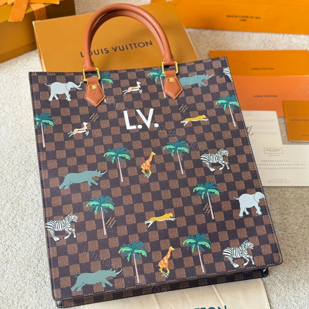 View 7 of Louis Vuitton Sac Plat x The Darjeeling Limited Damier Brown 40Cm