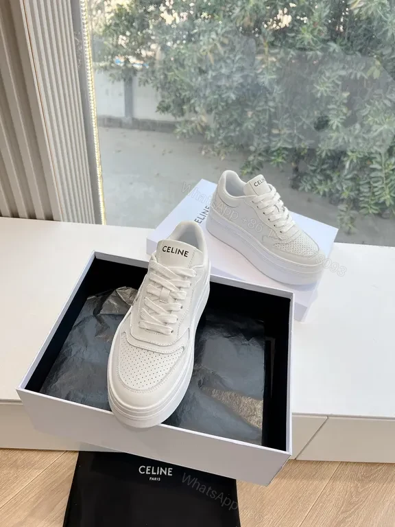 View 8 of Celine White Leather High-Top Sneakers: Luxury Comfort