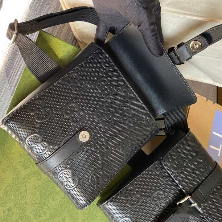 View 9 of GG EMBOSSED BELT BAG BLACK GG EMBOSSED LEATHER COTTON LINEN LINING – GBC16