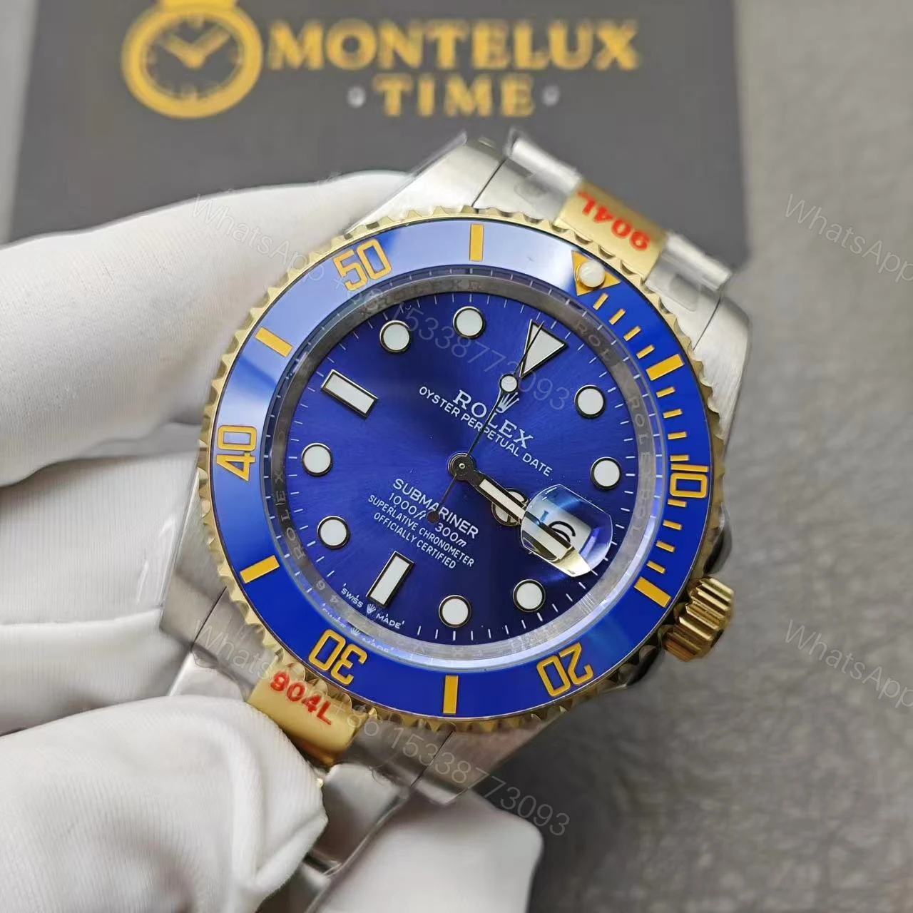 View 15 of Replica Clone Rolex Submariner – Two tone Blue Dial