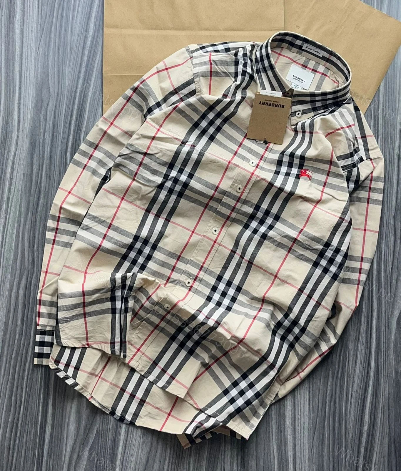 View 7 of FIRST COPY BURBERRY PAPER COTTON CHECK SHIRT