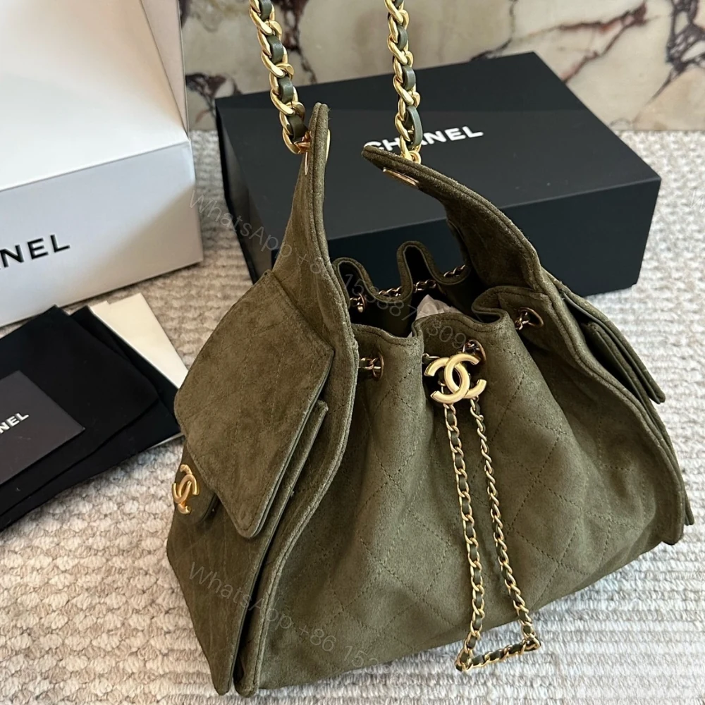 View 2 of Chanel Small 25 Handbag Gold Tone Metal Khaki 26Cm