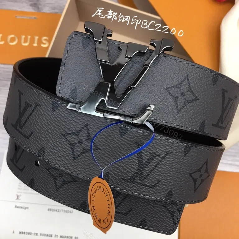 View 3 of Black Calf LV Monogram Belt - Timeless Luxury Belt