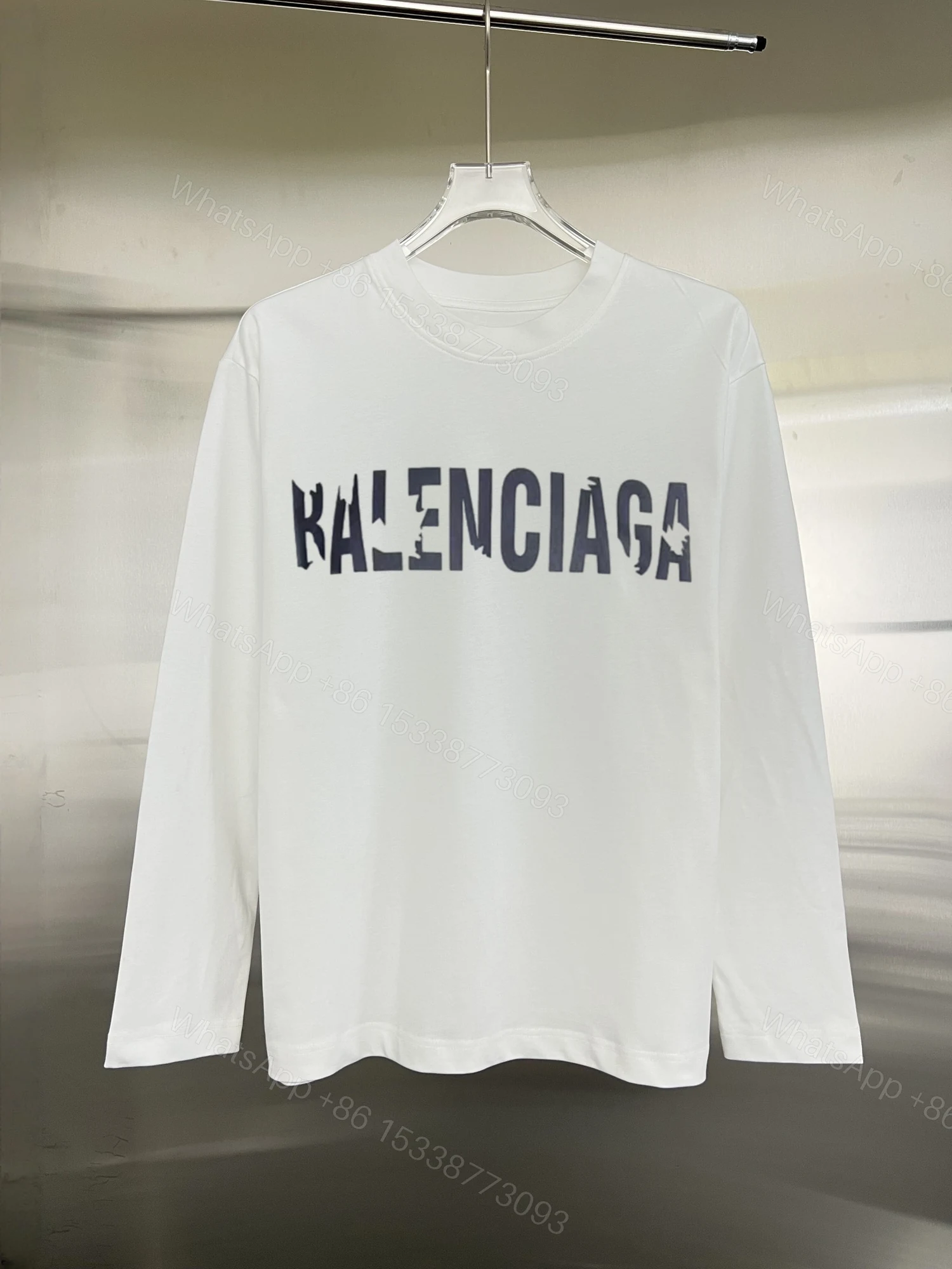 Balenciaga一比一長袖T恤男裝 白色設計感字母潮流風格百搭 — view 1