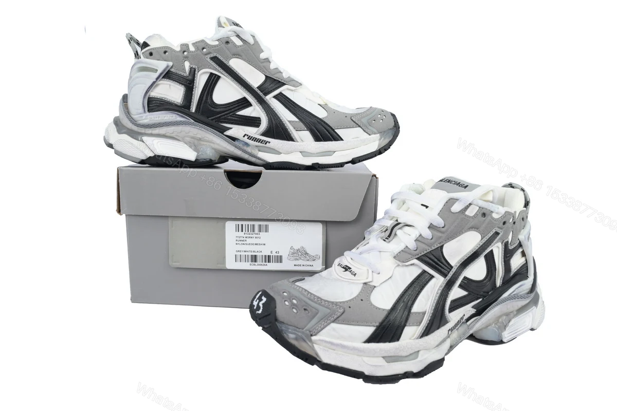 View 4 of Balenciaga Runner Sneaker 'Grey White Black' 772774 W3RNY 9012