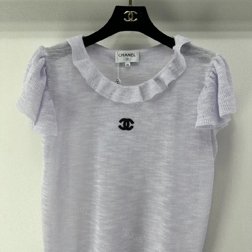 View 2 of Soft Rayon-Cotton Knit Top with Flounce Sleeve Details