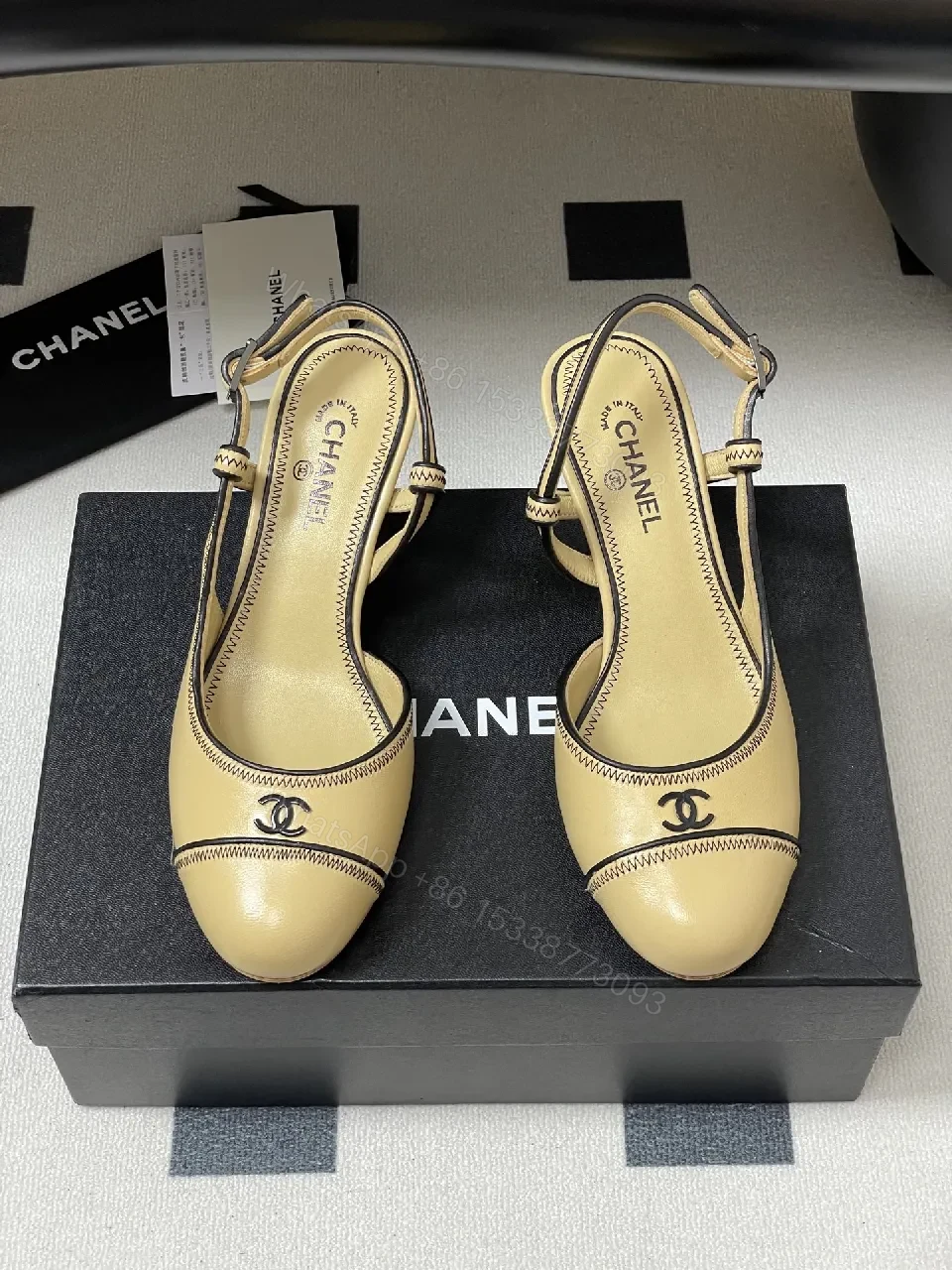 View 9 of Champagne Leather Slingback Heels: Minimalist Luxury Comfort