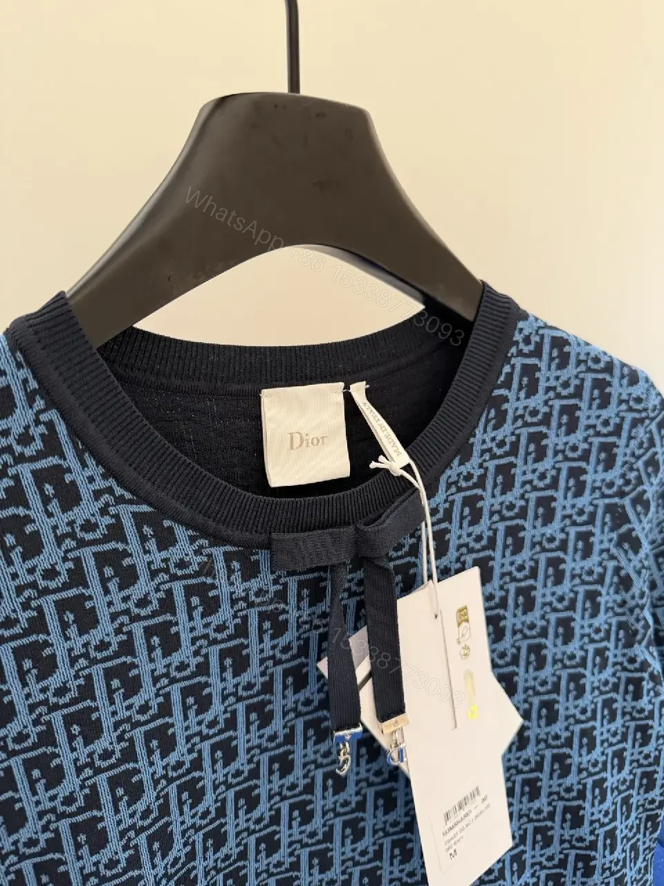 View 11 of Blue Knit Texture Monogram Top, Modern Comfort, Unisex Knitwear