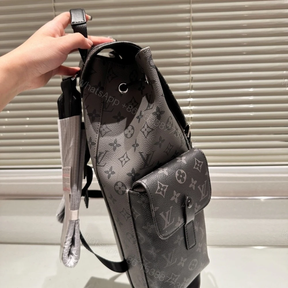 View 3 of Louis Vuitton Christopher MM Monogram Eclipse Black And Grey 44Cm M45419