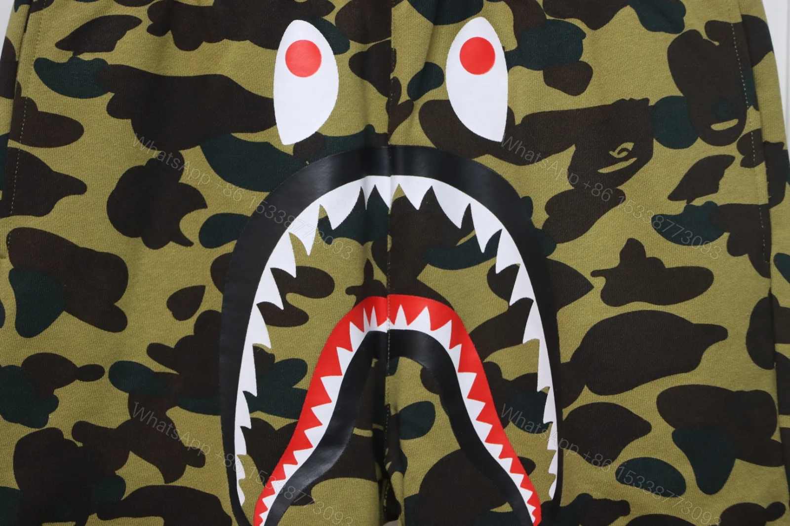 View 4 of Bape Camo Shark Shorts Pink Green