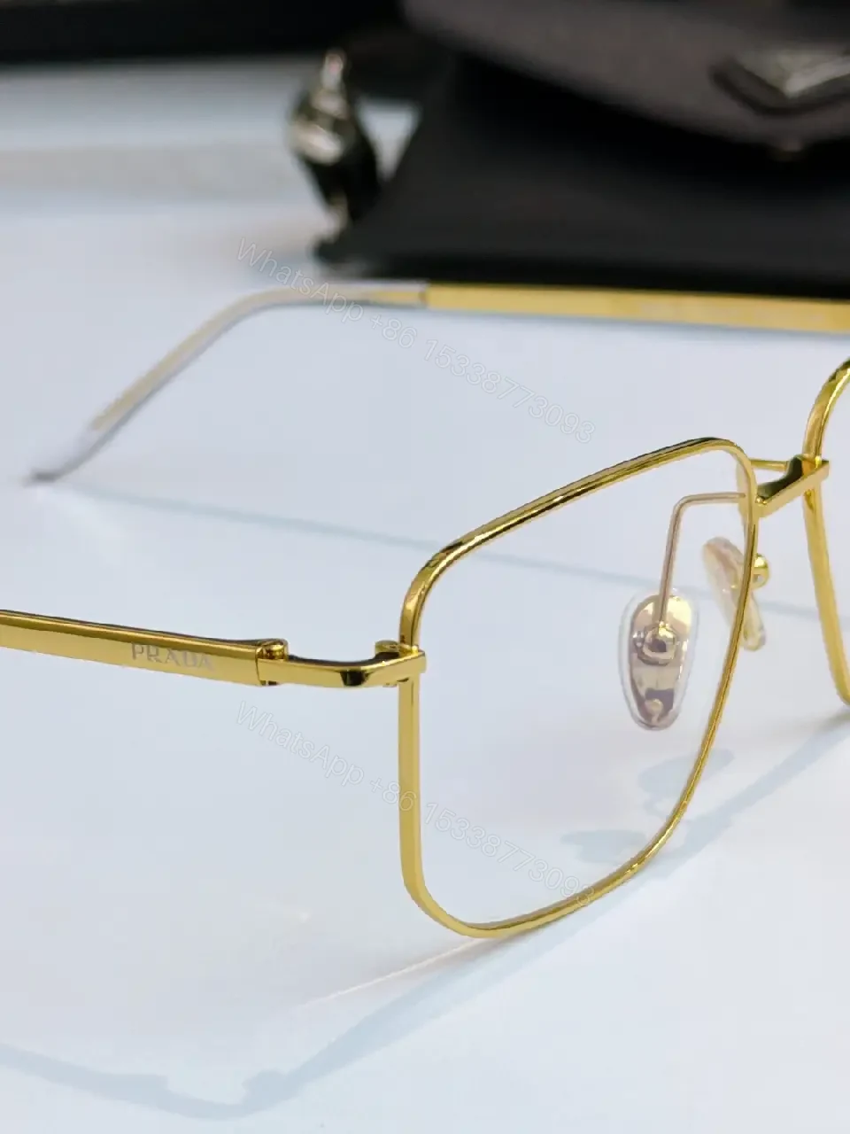 View 7 of Gold-Tone Rectangular Glasses: Luxury-Feel Precision Eyewear