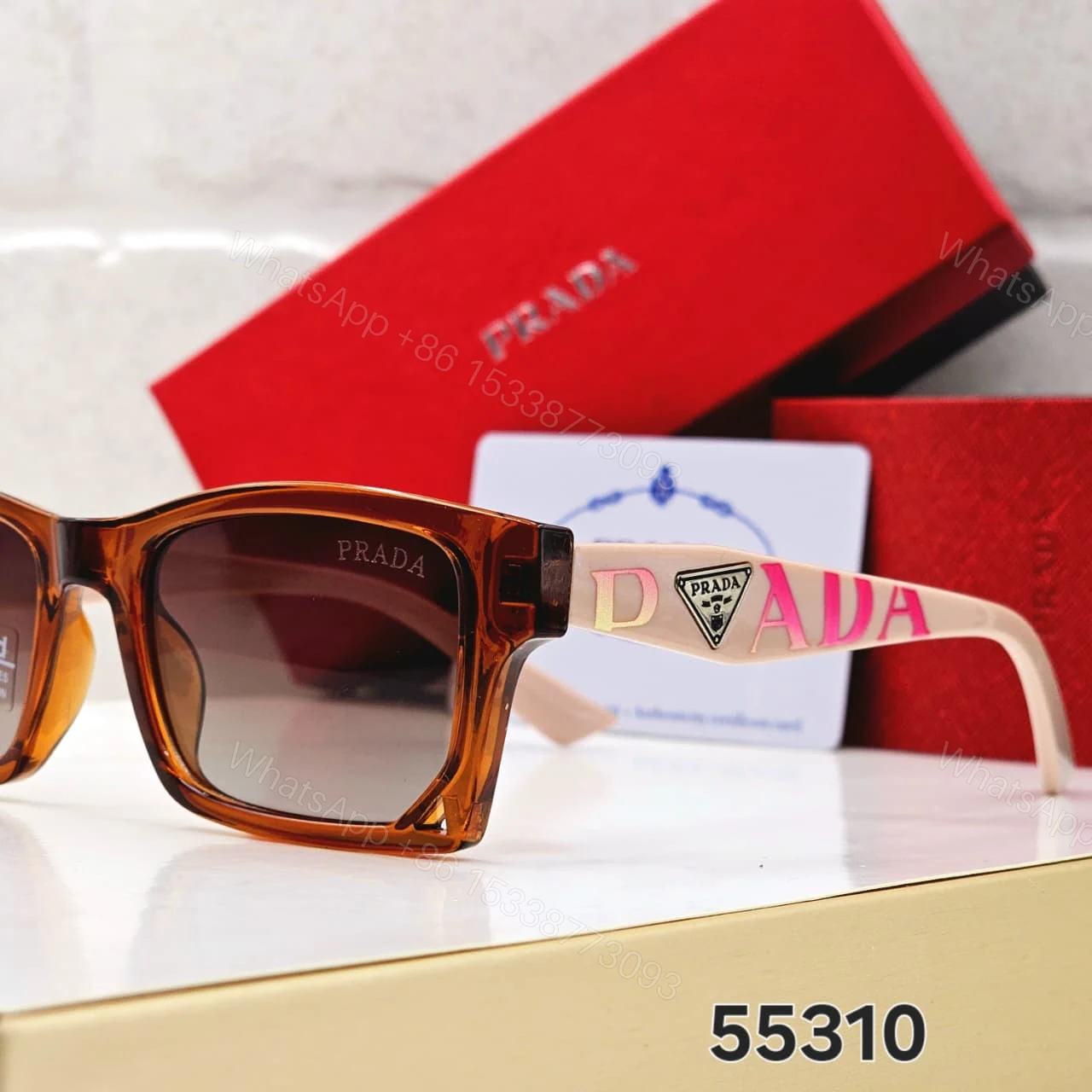 View 6 of Prada Square Polarized Black-Grey Tan Sunglasses