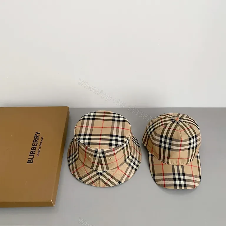 View 9 of Beige Plaid Bucket Hat â€” Premium Cotton Twill, Iconic Check Pattern