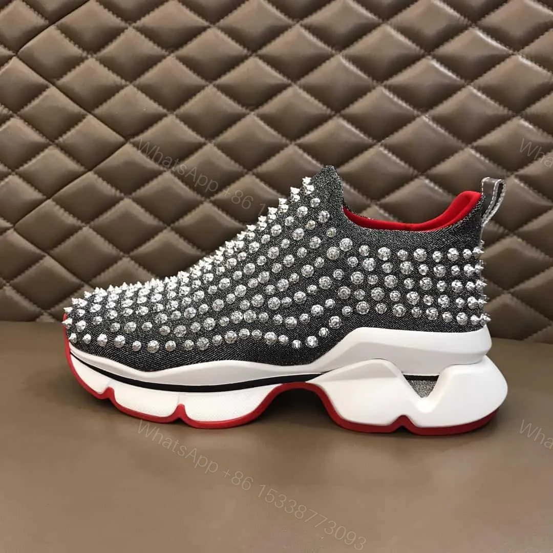 View 6 of CHRISTIAN LOUBOUTIN GREY SPIKE SOCK SNEAKER- CL50