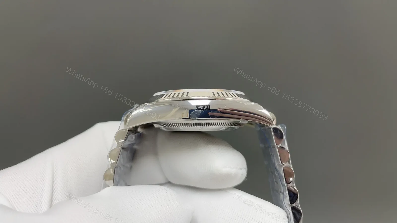 View 5 of Rolex Datejust 36 126234 Pink Roman Diamond Dial Fluted Bezel Jubilee Bracelet Watch 126234-0031