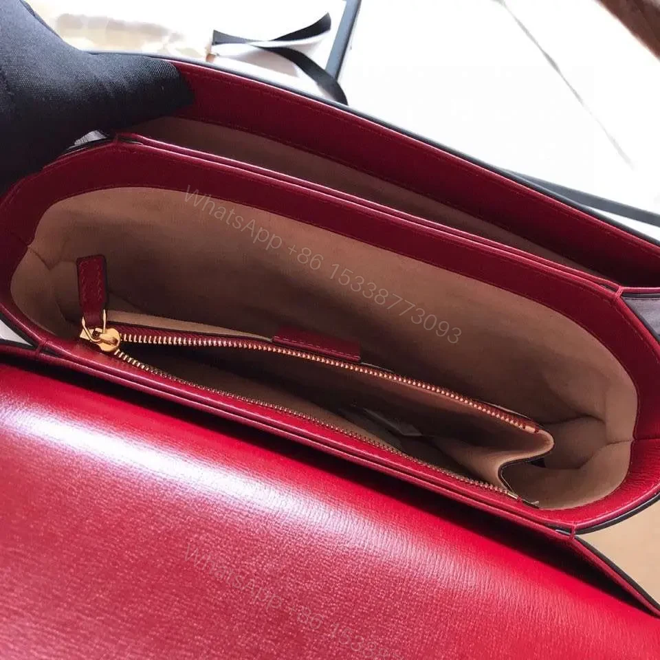 View 6 of Gucci 1955 Horsebit Women’s Handbag Super Smooth Red Leather 25cm