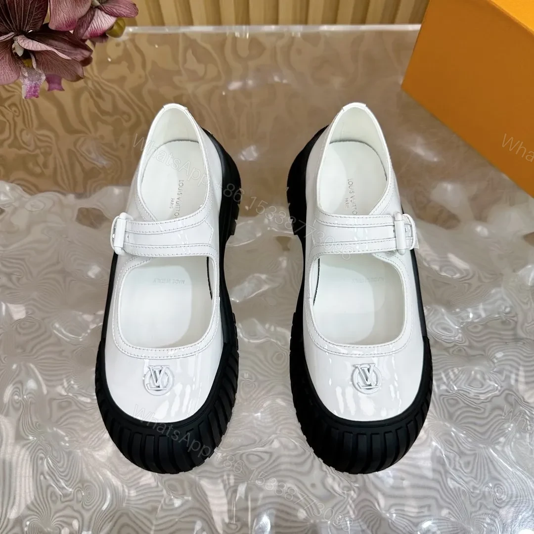 View 5 of LV Women White Patent Leather Rubber Toe Mary Janes