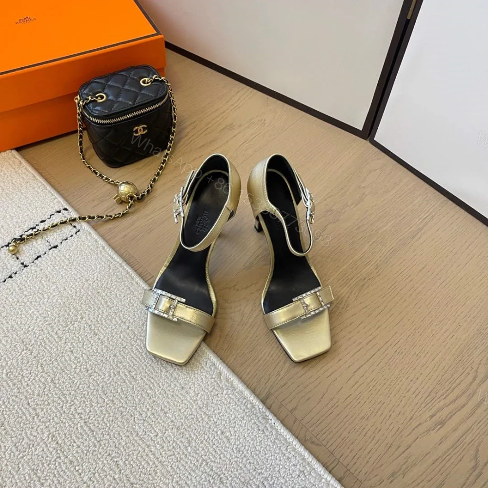 View 5 of 高仿Hermes*Judy系列H242034ZDR露趾涼鞋小牛皮10.5CM金色免檢版