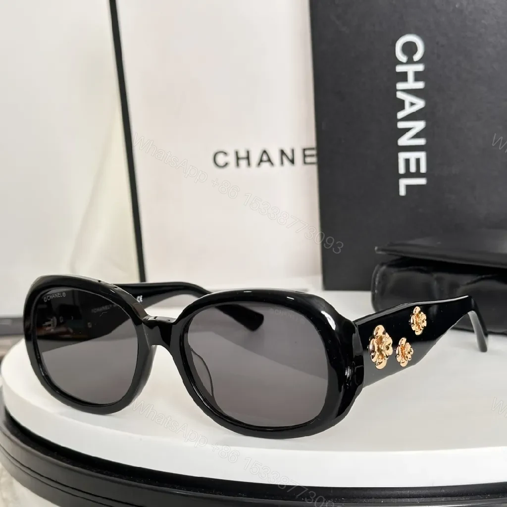 View 7 of Black Oval Sunglasses with Bloom Embellished Arms - Luxe, Gradient Lenses