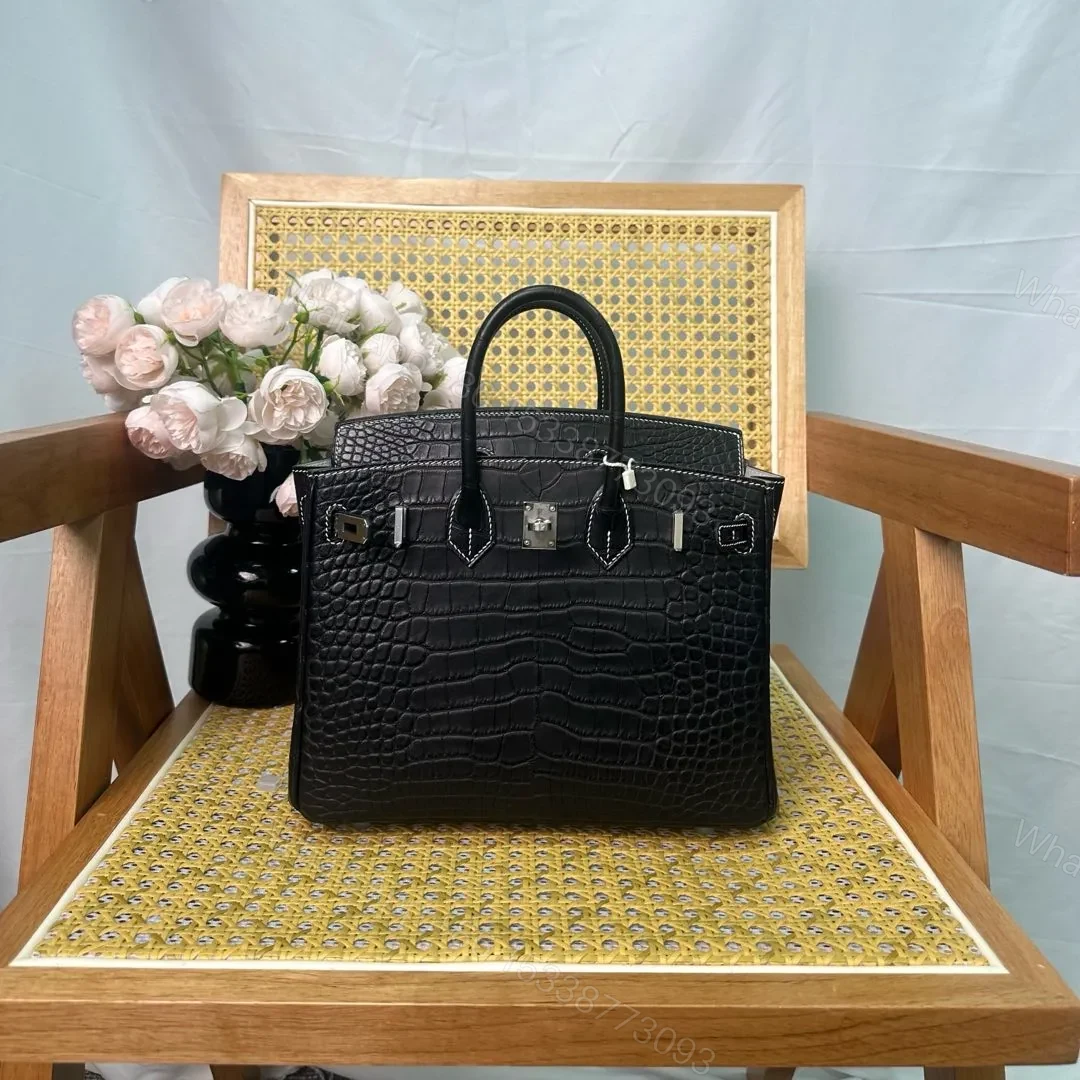 Hermes Birkin 25cm Black Crocodile Leather Silver Hardware — view 1