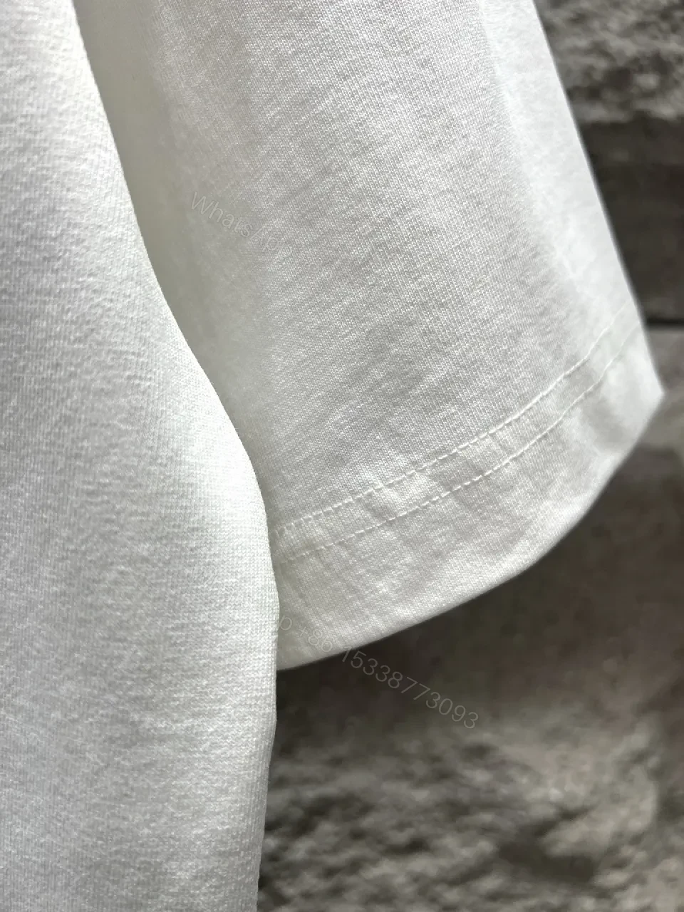 View 4 of White Cotton Block Tee, Relaxed Fit, Graphic Designer-Inspired