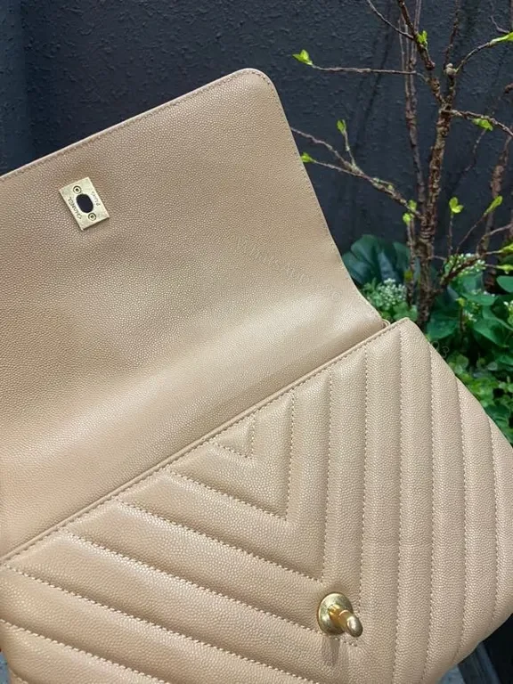 View 6 of Chic Quilted Midi Satchel - Gold Logo Hardware Bag