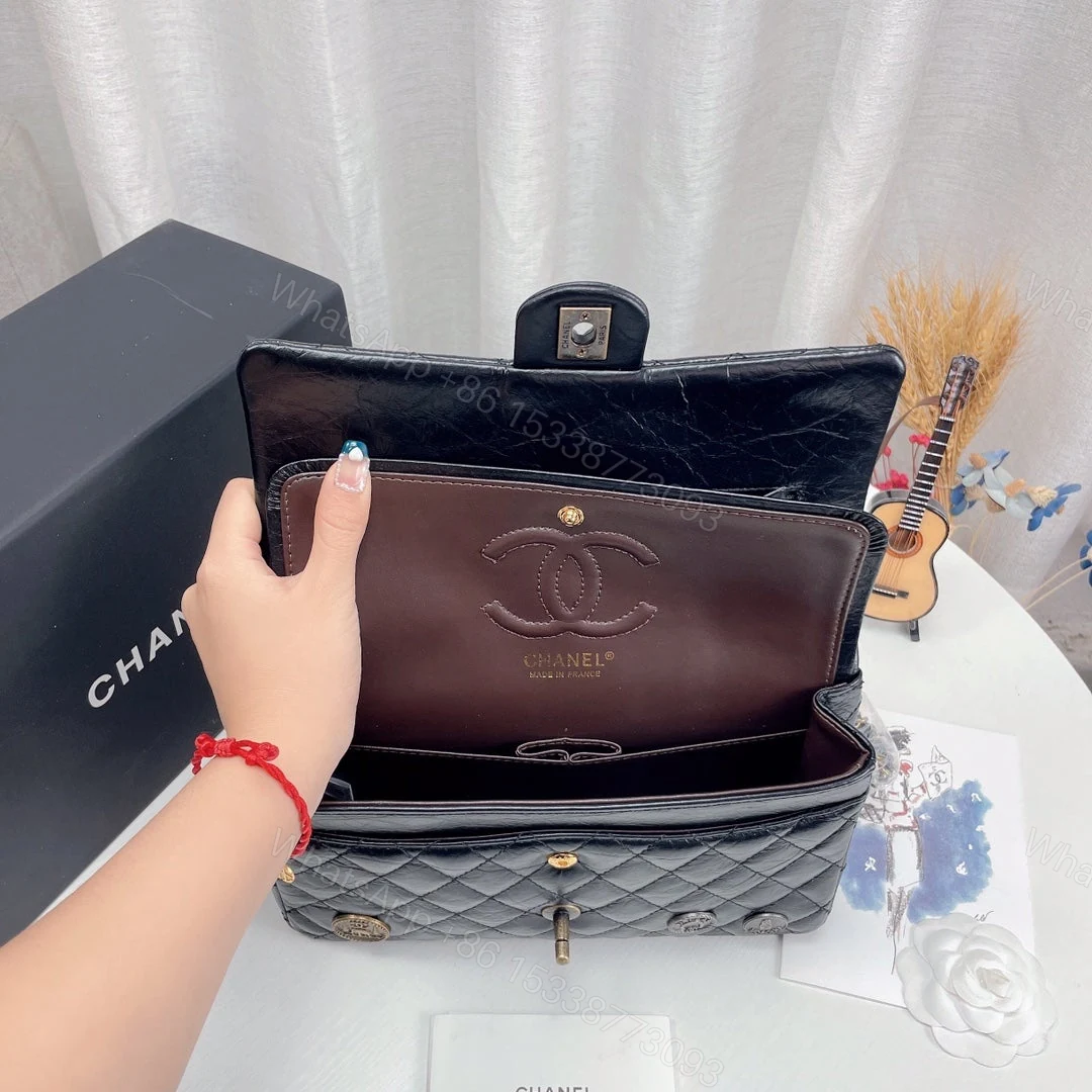 View 5 of Chanel Coin Medallion Flap Bag Quilted Aged Calfskin Medium