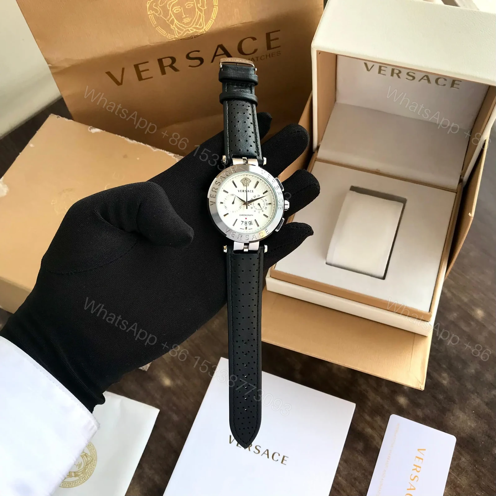 View 5 of Versace Watch With Leather Strap