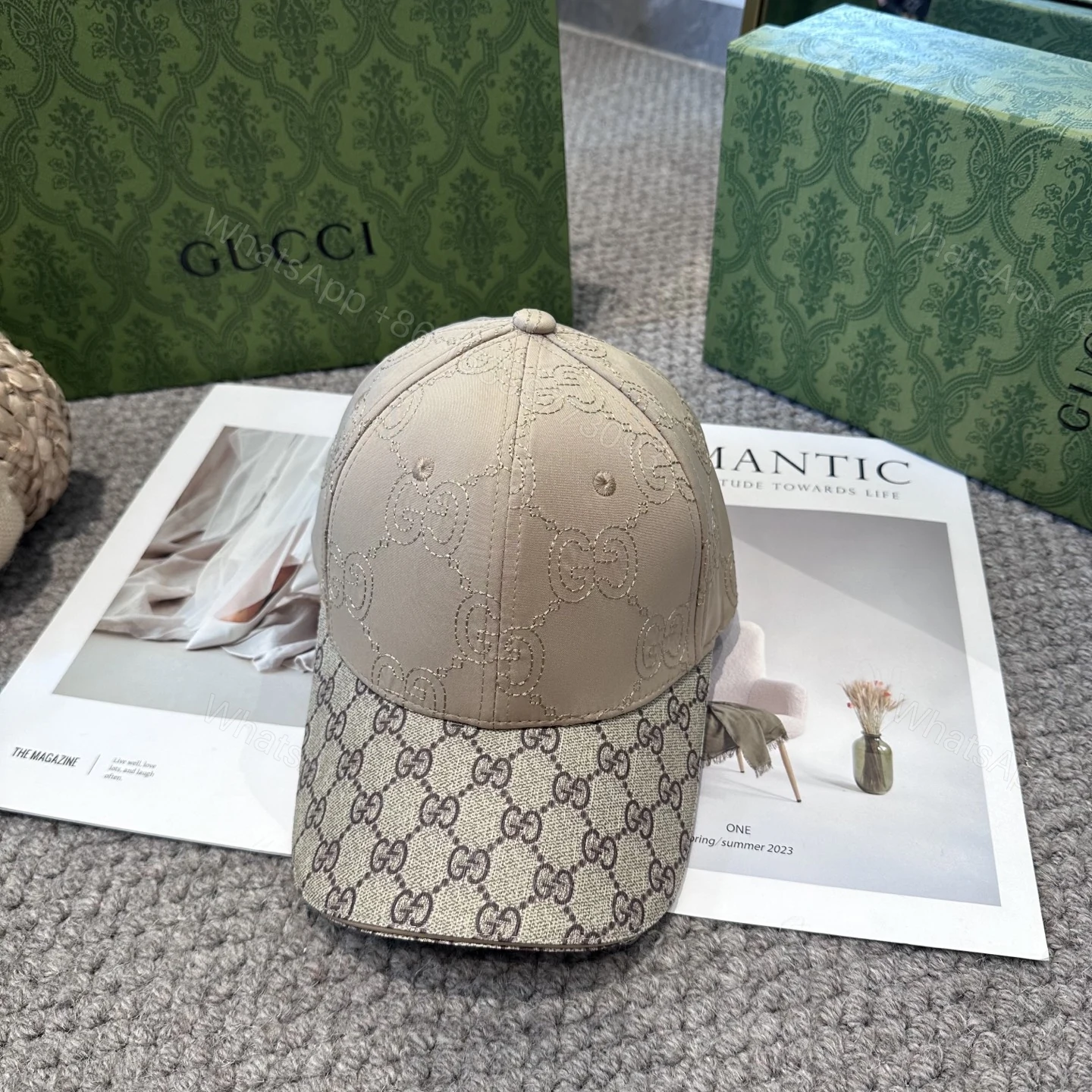 Gucci高仿GG棒球帽 米白拼老花 經典復古設計帽款 — view 1