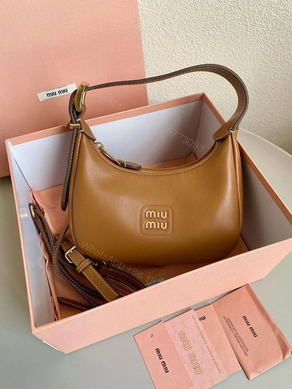 View 3 of Miu Miu Leather hobo bag