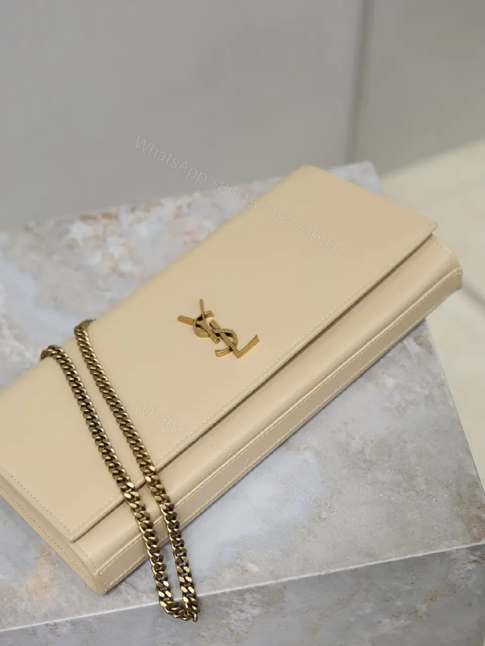 View 3 of Minimalist Saddlebag with Signature Chain, Leather, Compact Crossbody