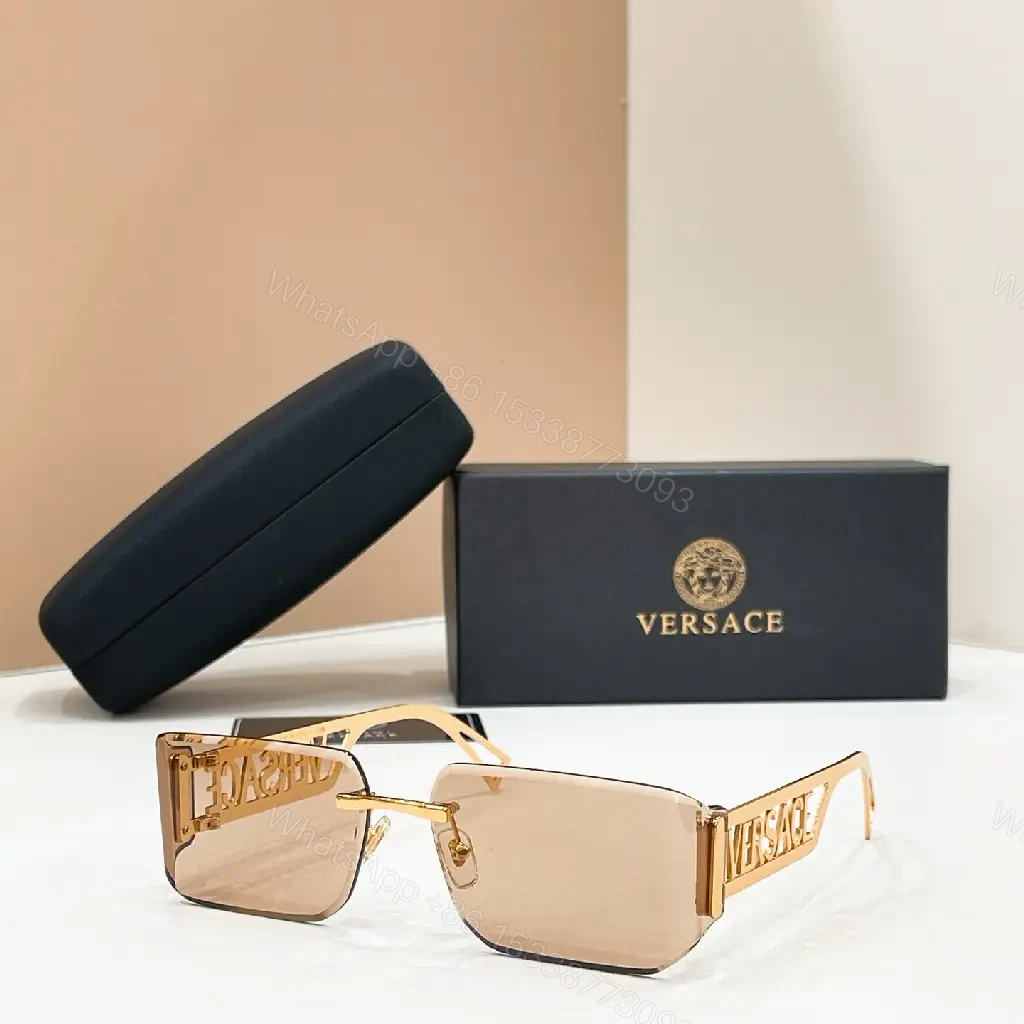 View 9 of Silver-tone Rectangular Shield Sunglasses with Versace Logo