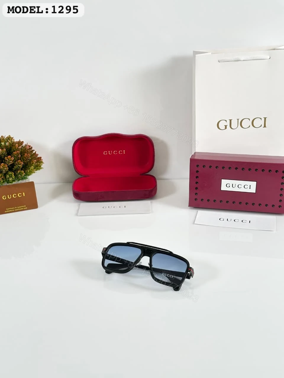 View 2 of Gucci Model Black Blue-Grey Gradient Sunglasses